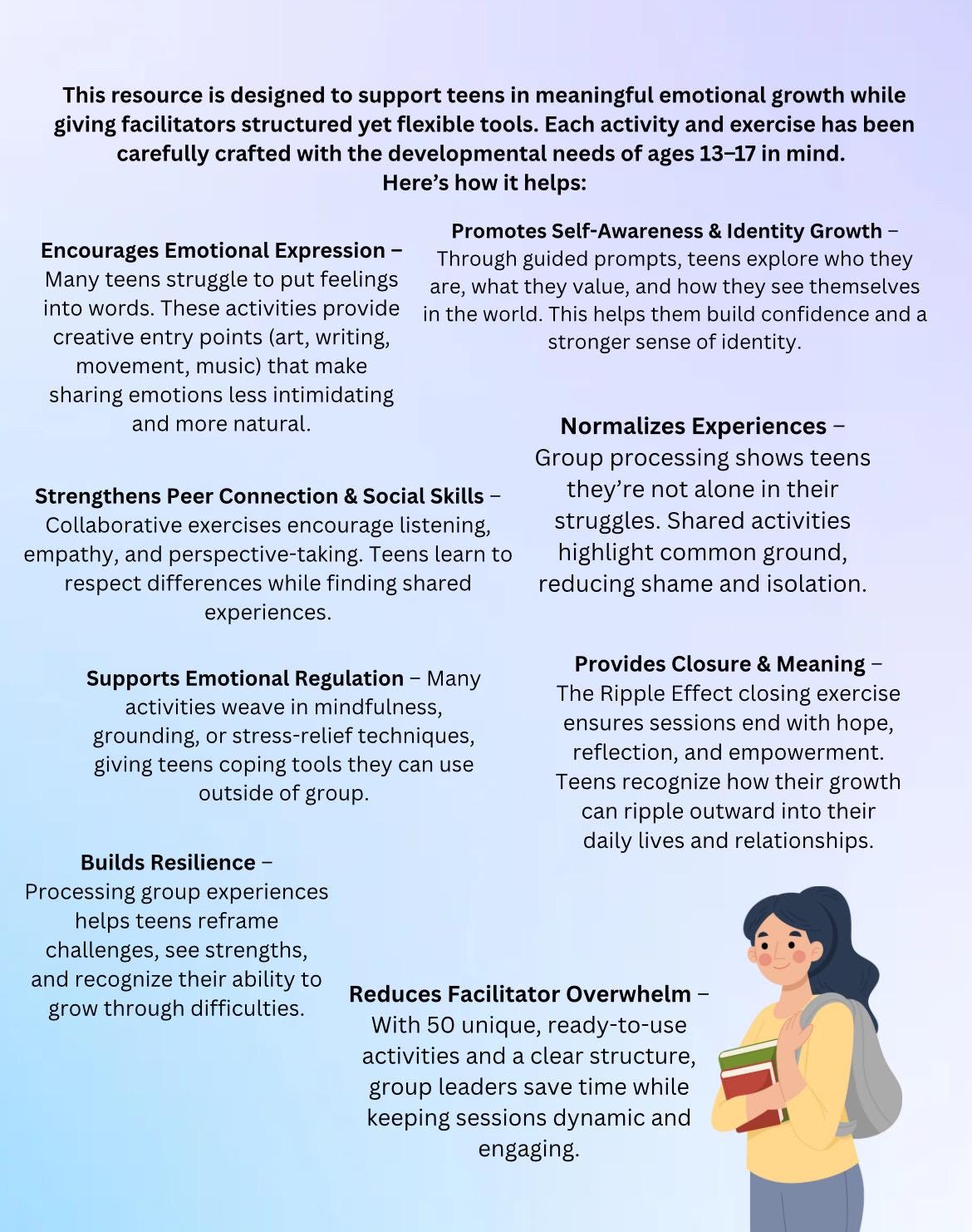 Teen Therapy Group Activities PDF 50 SEL Exercises, Social-Emotional Learning Worksheets & Processing Activities Printable