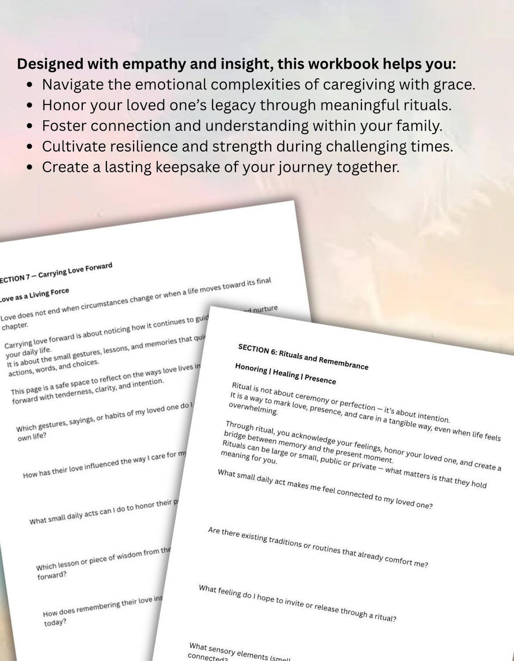 Holding On, Letting Go Family Terminal Illness  Grief Healing Workbook for Families and Caregivers of Terminal Illness Therapy Worksheets