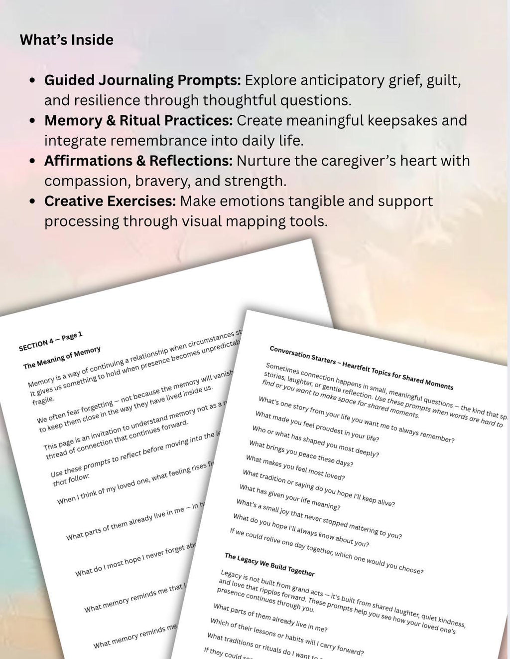 Holding On, Letting Go Family Terminal Illness  Grief Healing Workbook for Families and Caregivers of Terminal Illness Therapy Worksheets