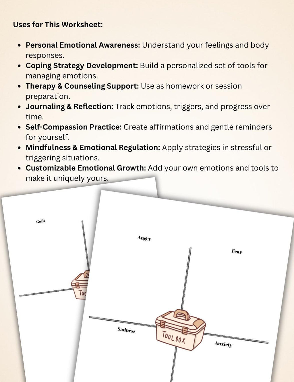 Emotional Coping Skills Worksheet, Stress & Anxiety Management (PDF)