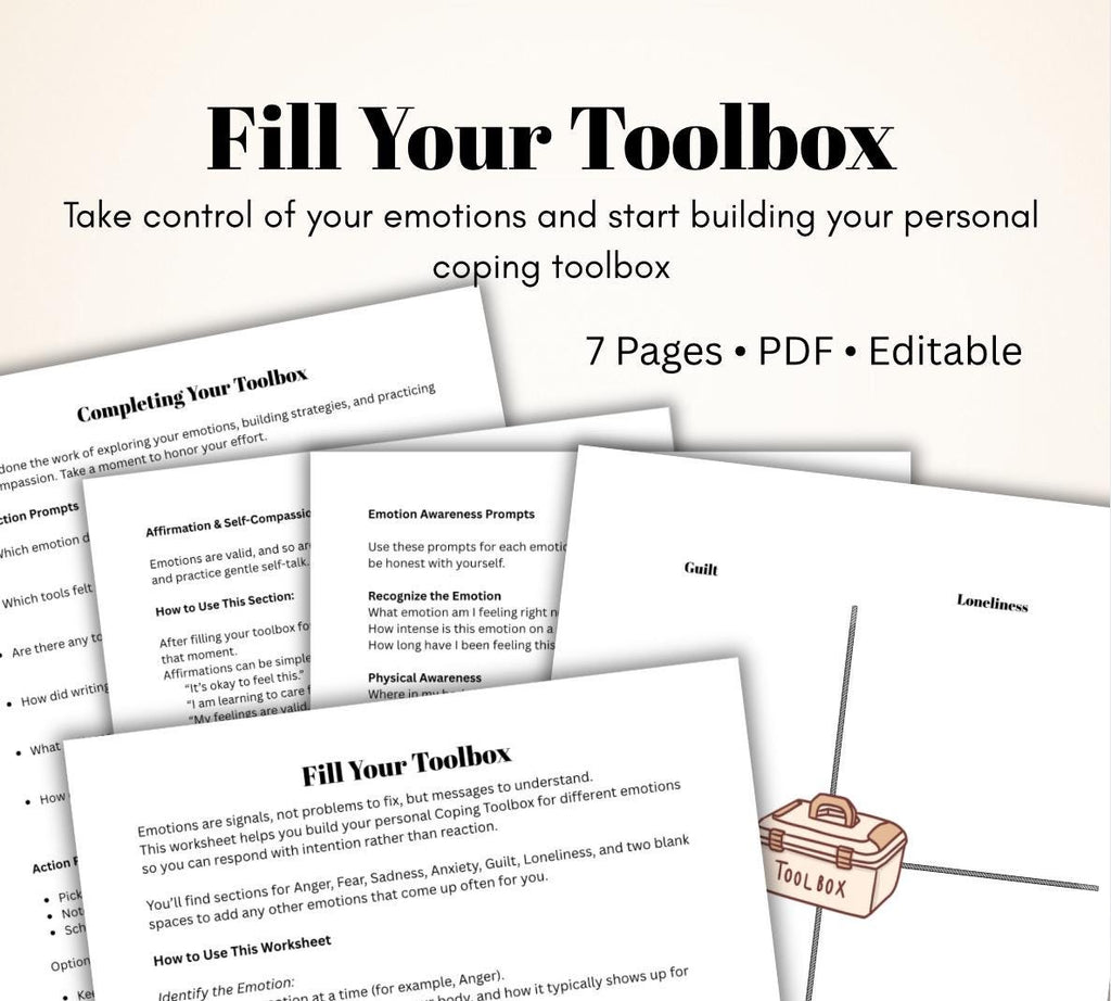 Emotional Coping Skills Worksheet, Stress & Anxiety Management (PDF)