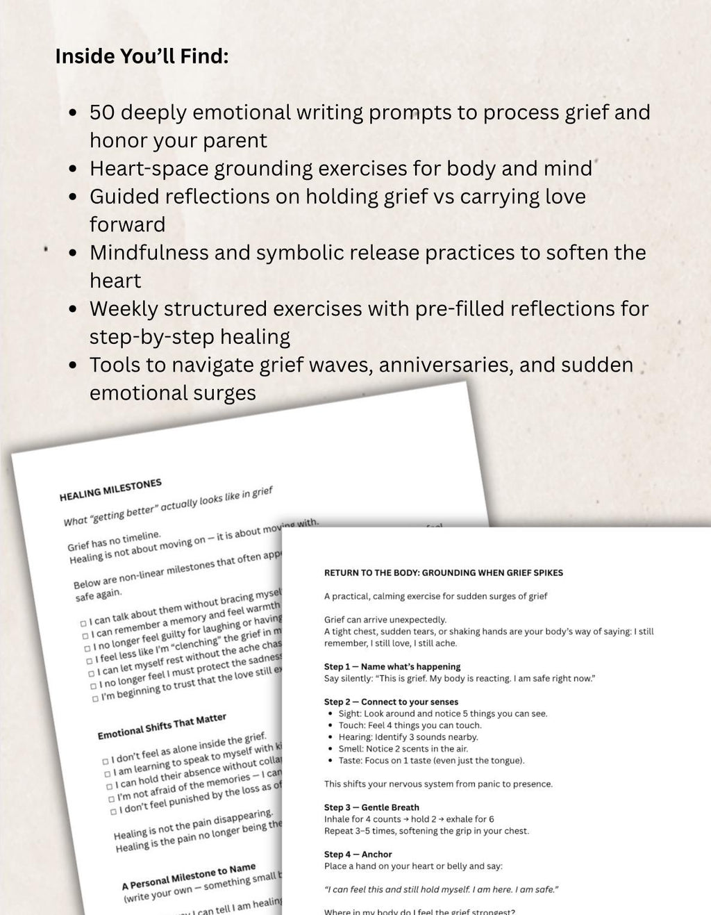 Loss of Parent Grief Journal, Guided Workbook (PDF)