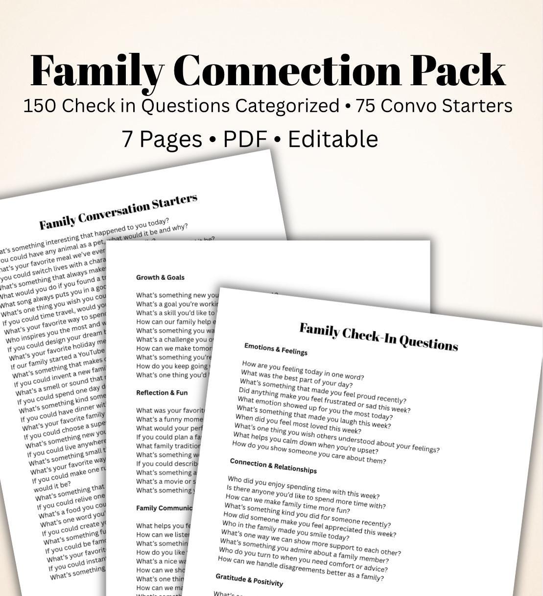 Family Connection Pack, Conversation Starters (Digital Download)