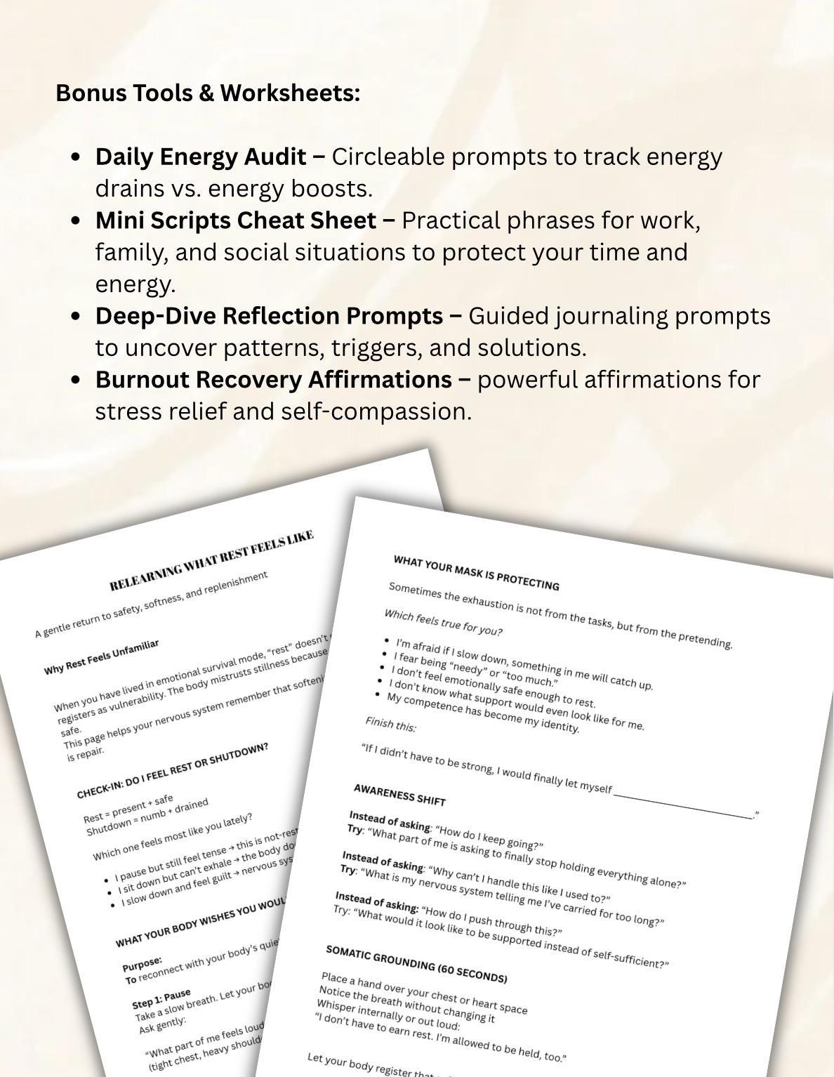 Burnout Recovery Workbook | Stress Relief Journal (PDF)