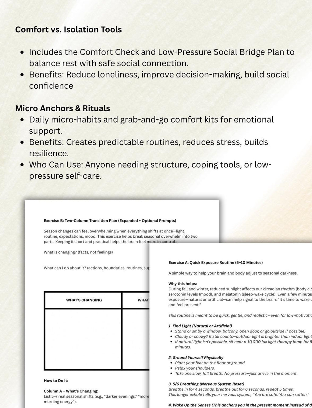Seasonal Wellness Worksheets | Mental Health, Stress Relief Seasonal Mood Disorder SAD (PDF)