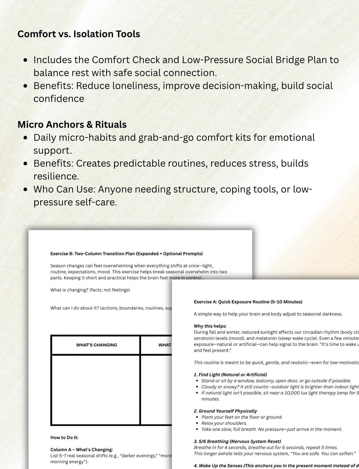 Seasonal Wellness Worksheets | Mental Health, Stress Relief Seasonal Mood Disorder SAD (PDF)