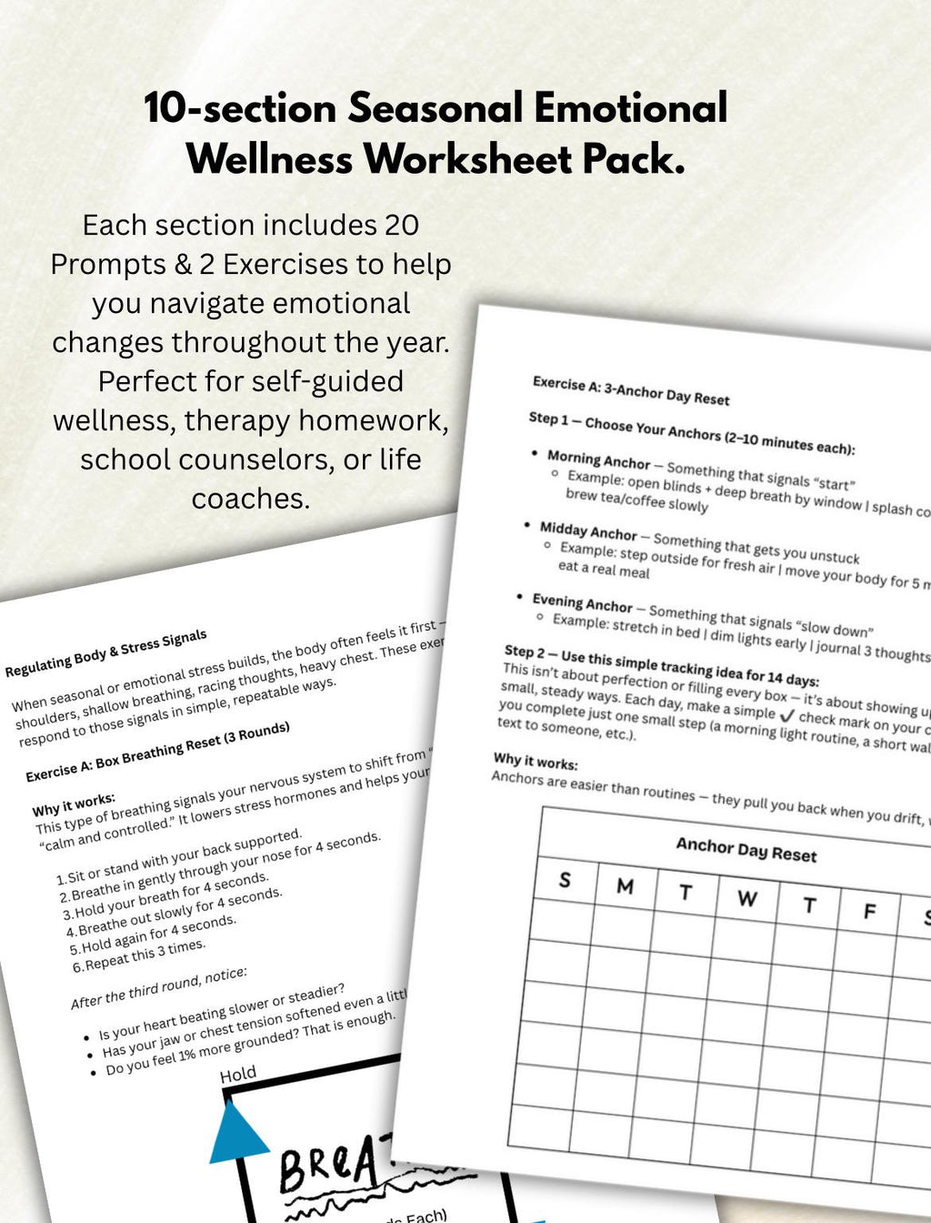 Seasonal Wellness Worksheets | Mental Health, Stress Relief Seasonal Mood Disorder SAD (PDF)