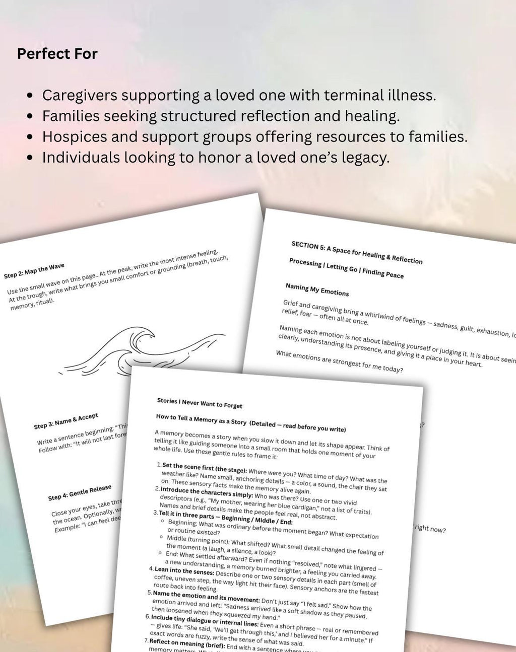 Holding On, Letting Go Family Terminal Illness  Grief Healing Workbook for Families and Caregivers of Terminal Illness Therapy Worksheets