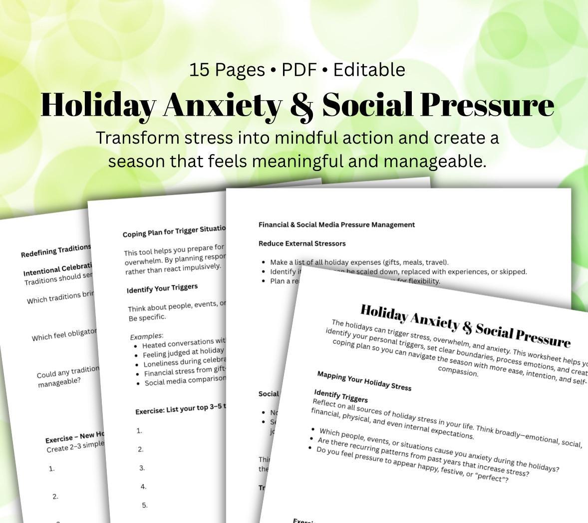 Holiday Anxiety & Stress Relief Worksheet (PDF)