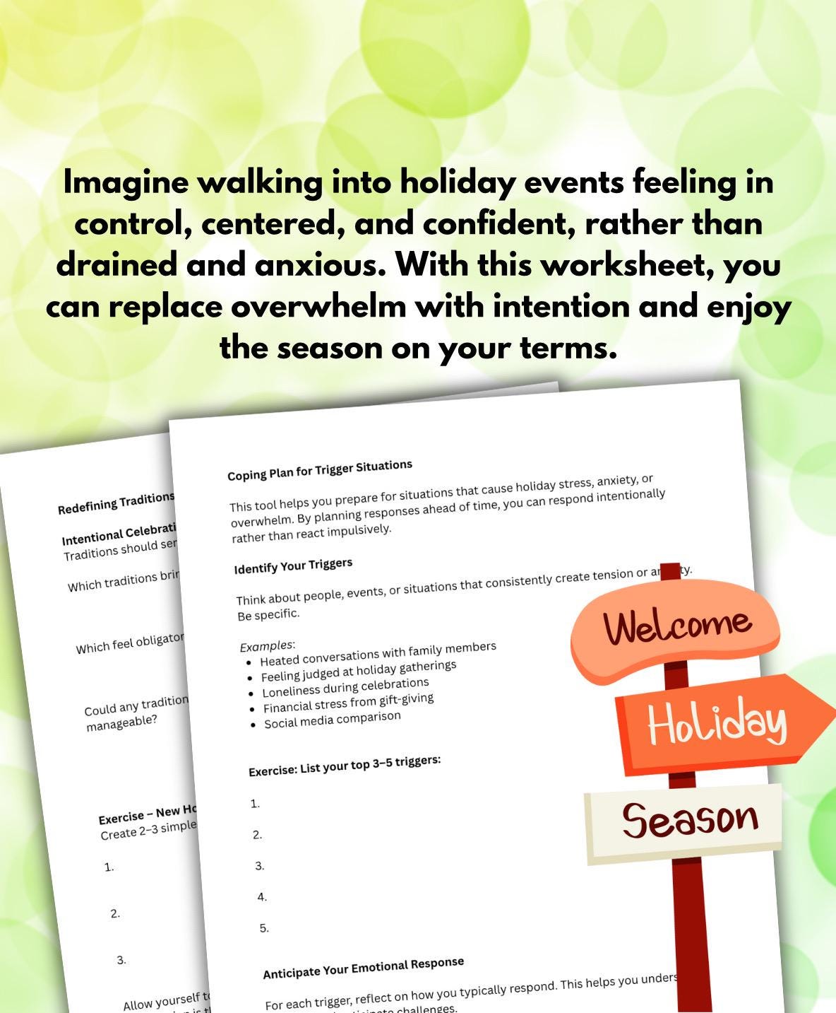 Holiday Anxiety & Stress Relief Worksheet (PDF)