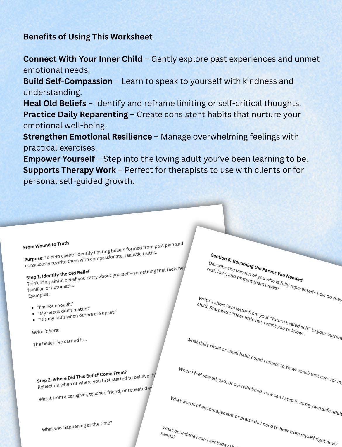Inner Child Healing Worksheet: Reparenting the Self (PDF)