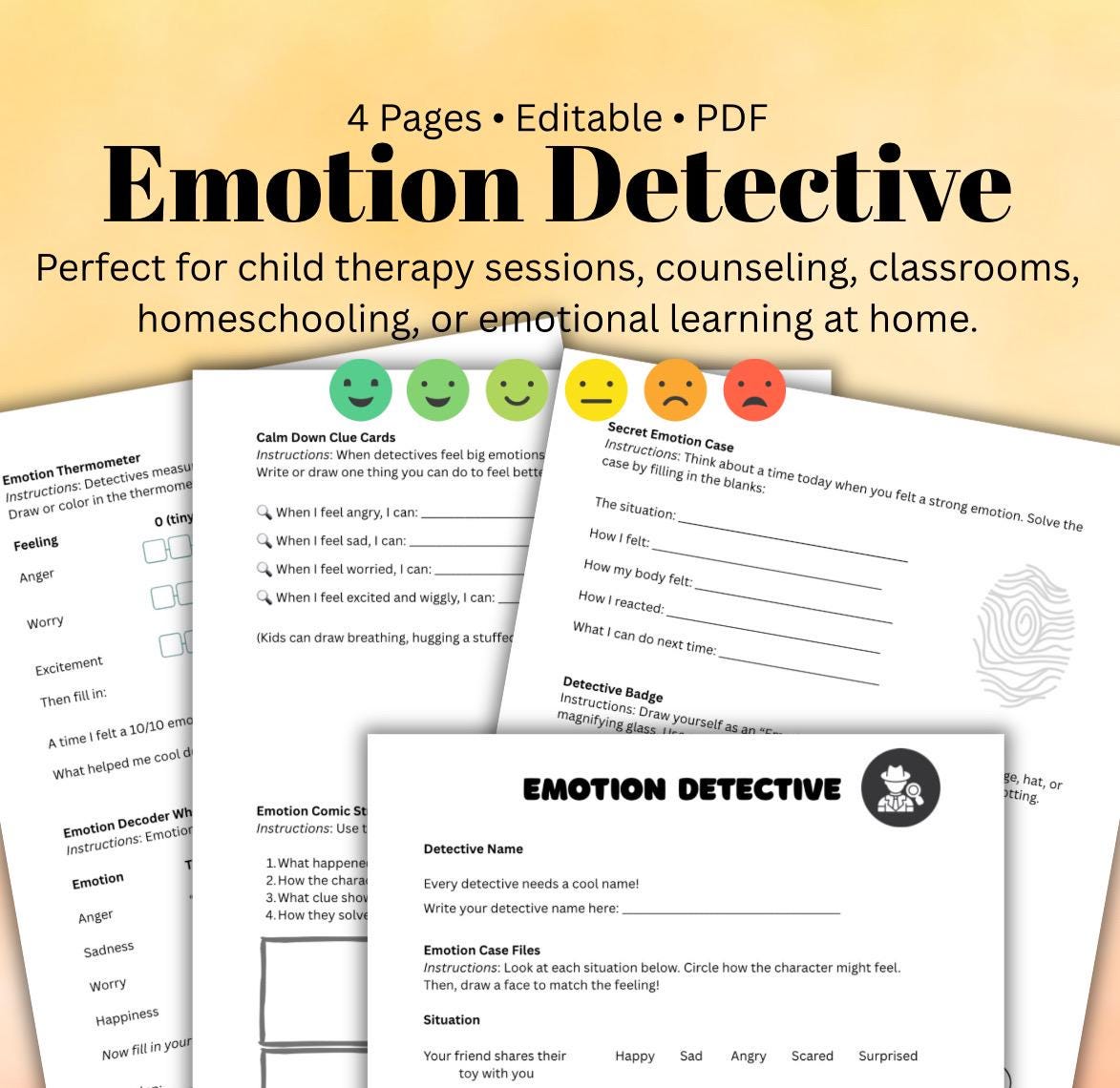 Emotion Detective Worksheet: Fun Therapy Tool for Kids (PDF)