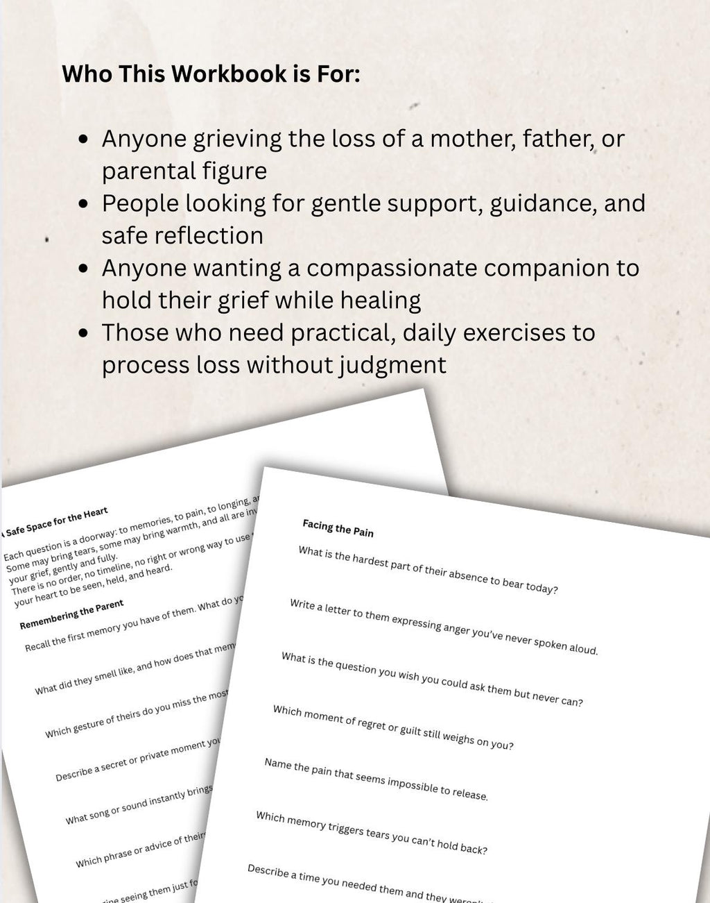 Loss of Parent Grief Journal, Guided Workbook (PDF)