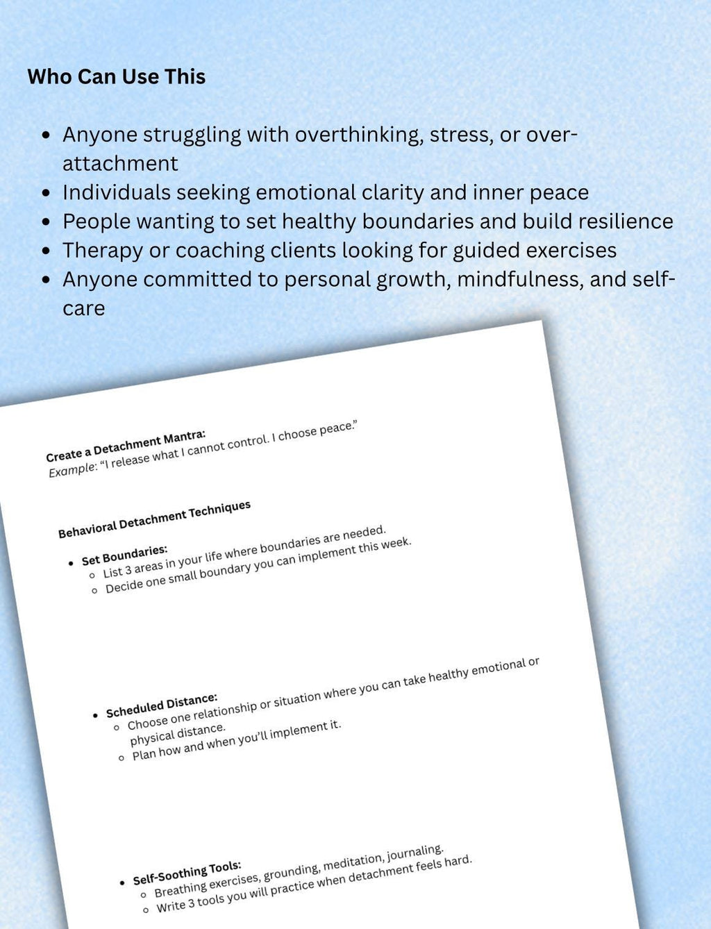 Mindful Detachment Journal Step-by-Step Exercises for Emotional Clarity  Healthy Boundaries Therapeutic Tool