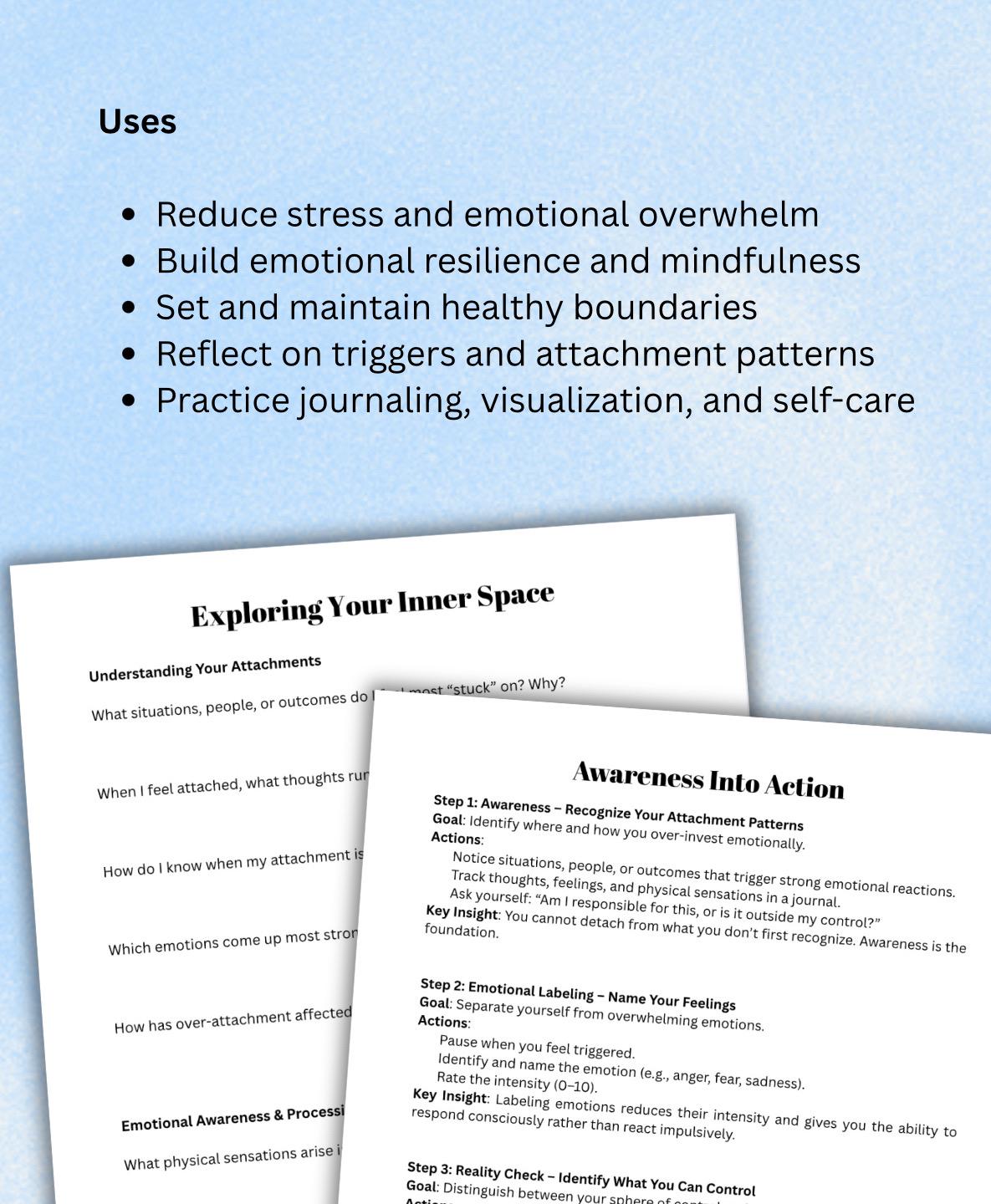 Mindful Detachment Journal Step-by-Step Exercises for Emotional Clarity  Healthy Boundaries Therapeutic Tool
