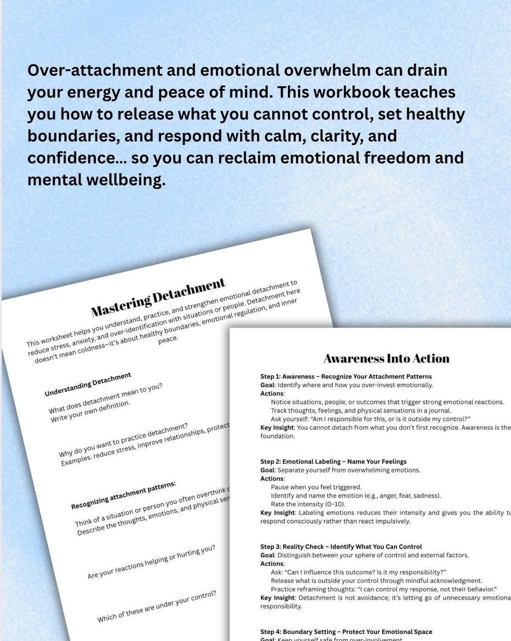 Mindful Detachment Journal Step-by-Step Exercises for Emotional Clarity  Healthy Boundaries Therapeutic Tool