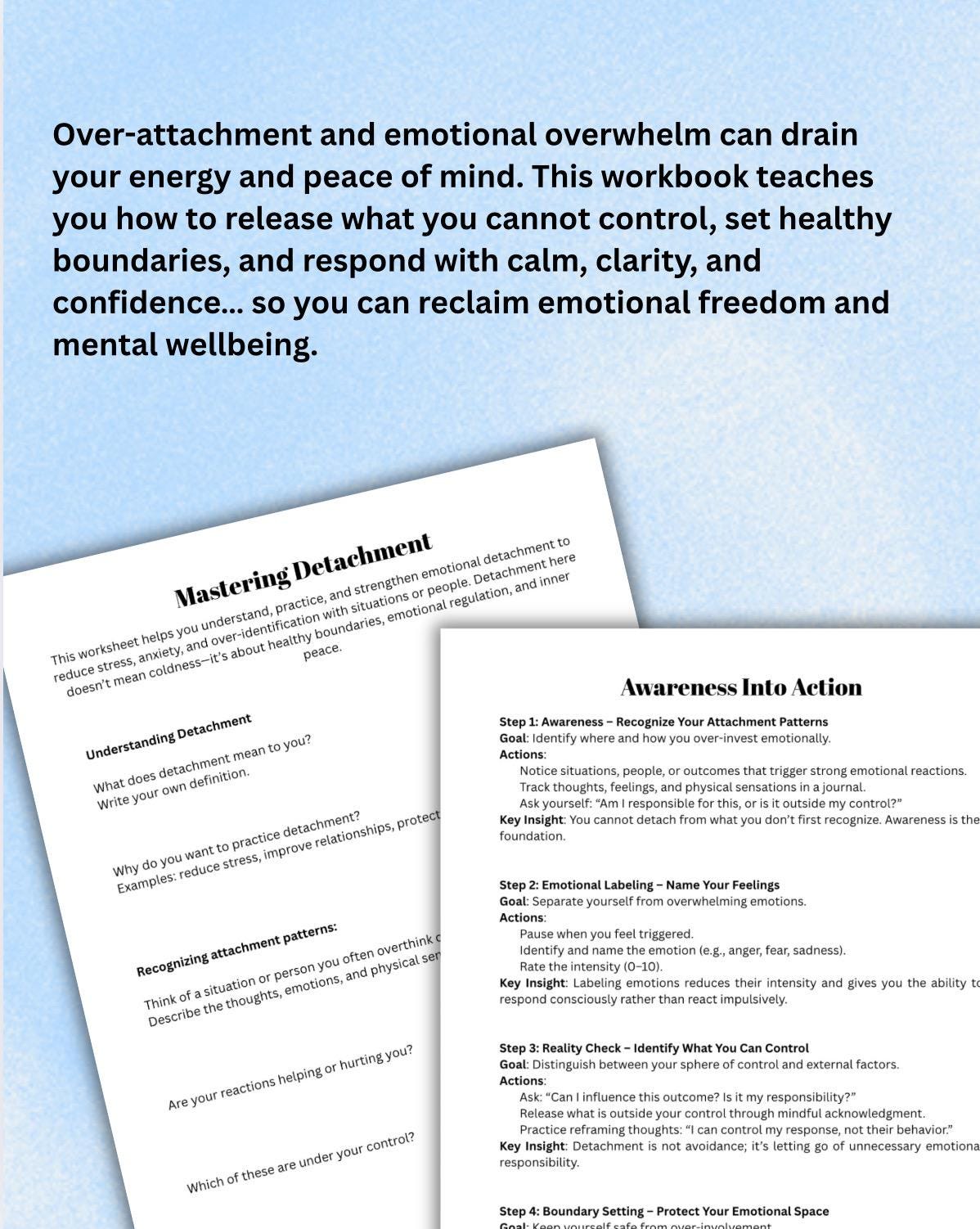 Mindful Detachment Journal Step-by-Step Exercises for Emotional Clarity  Healthy Boundaries Therapeutic Tool
