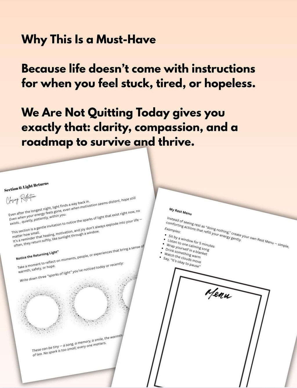 You Are Not Giving Up Mental Health Worksheet for Burnout, Depression Support Gentle Motivation Therapy Printable PDF