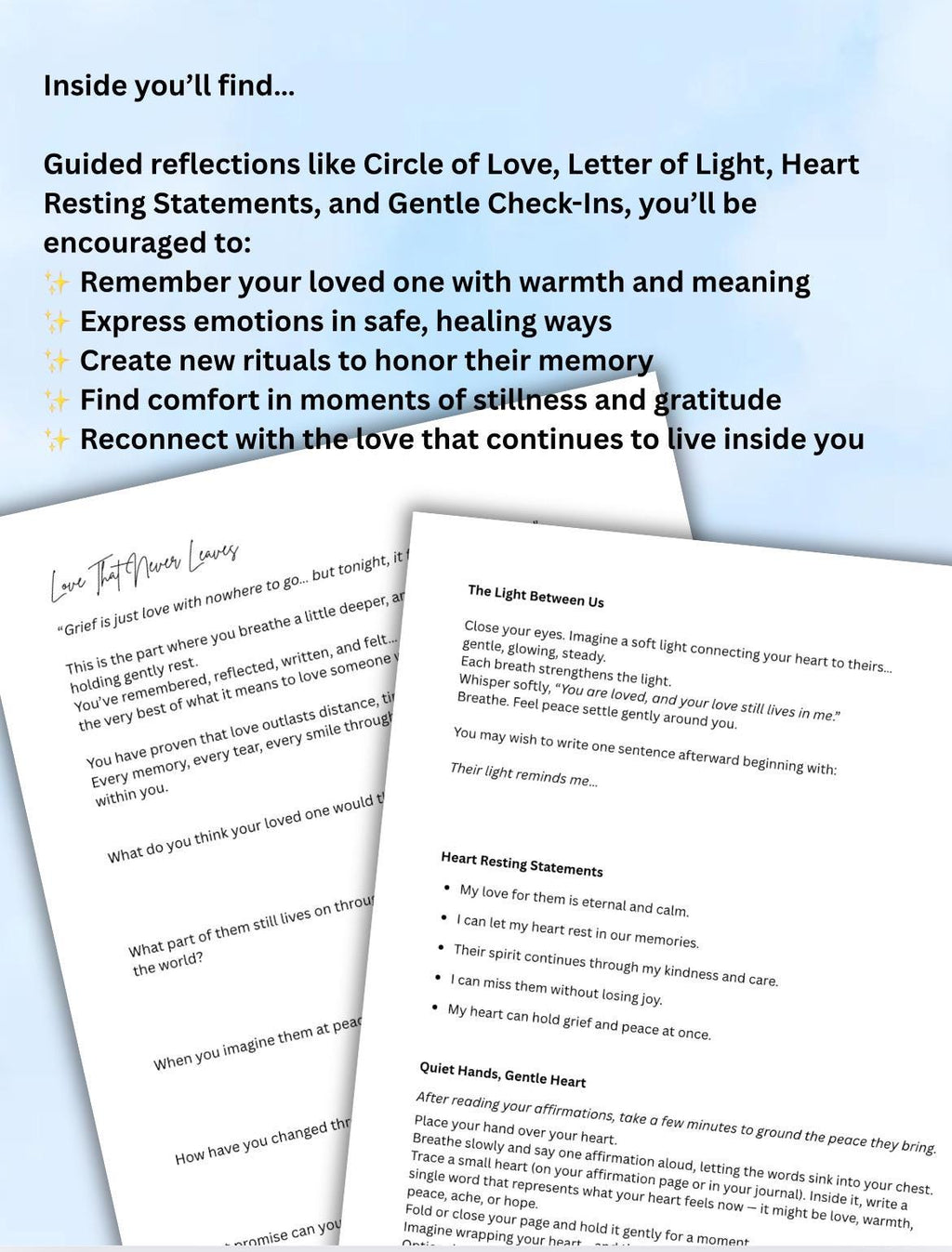 Missing Loved One During Holidays Printable Worksheet Healing Reflection Grief Support