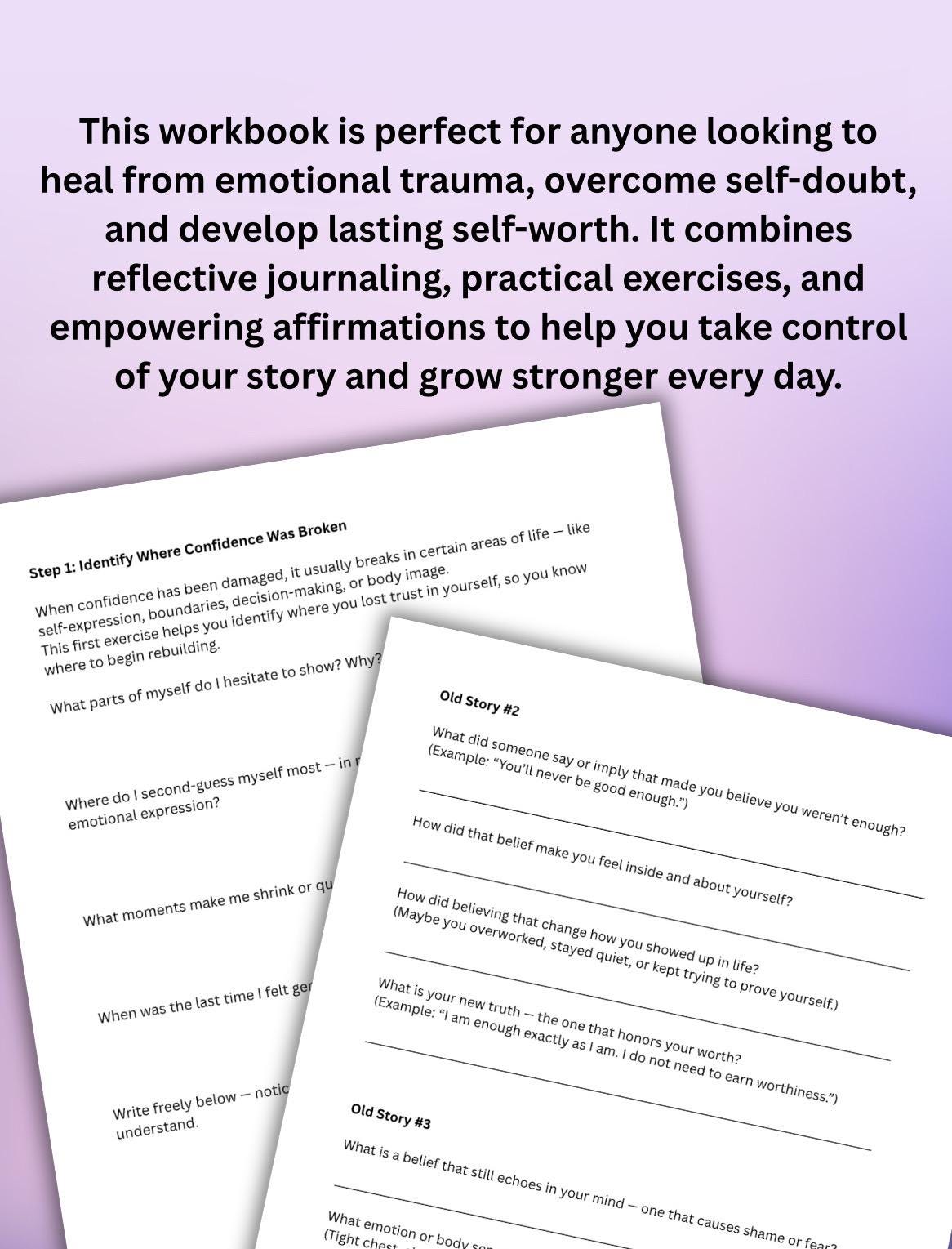 Confidence Workbook: Self-Esteem Journal, Emotional Healing (PDF)