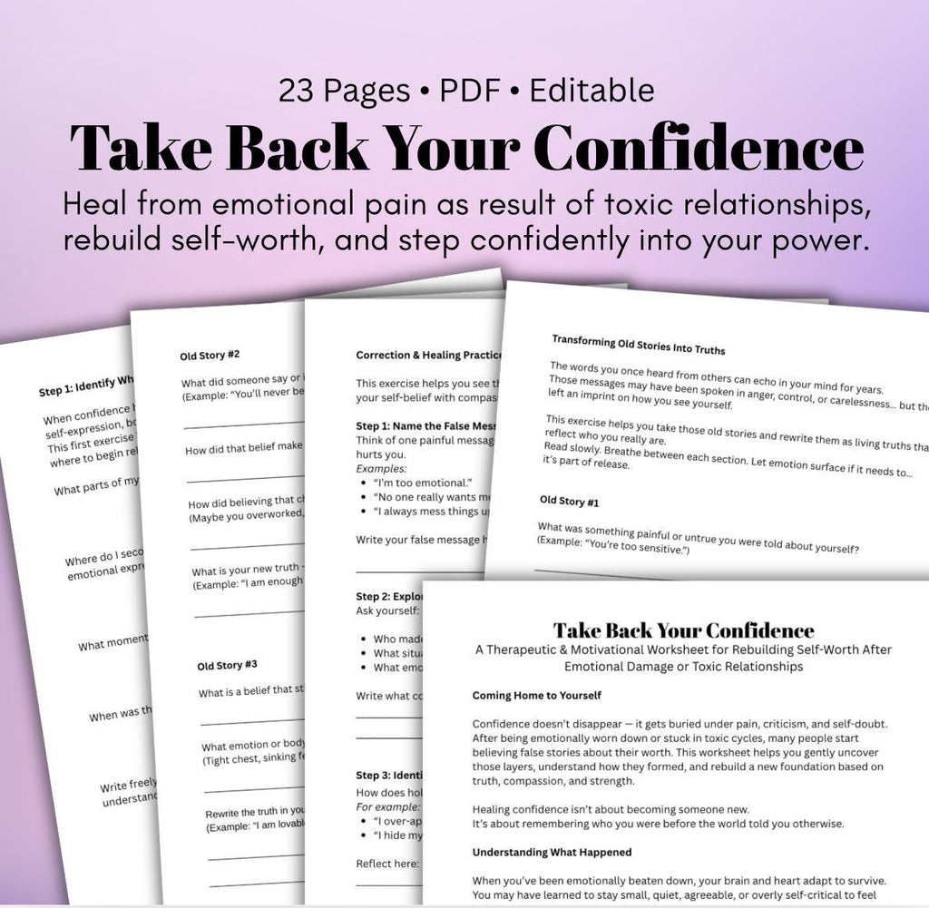 Confidence Workbook: Self-Esteem Journal, Emotional Healing (PDF)