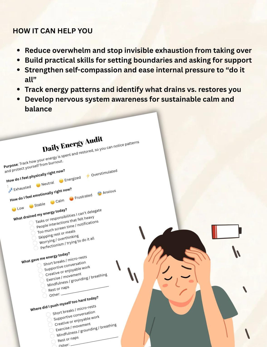 Burnout Recovery Workbook | Stress Relief Journal (PDF)