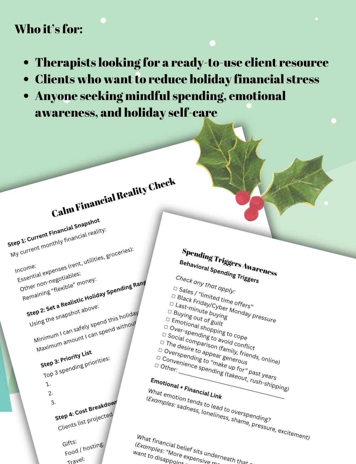 Holiday Financial & Emotional Wellness Workbook, Reduce Stress (PDF)