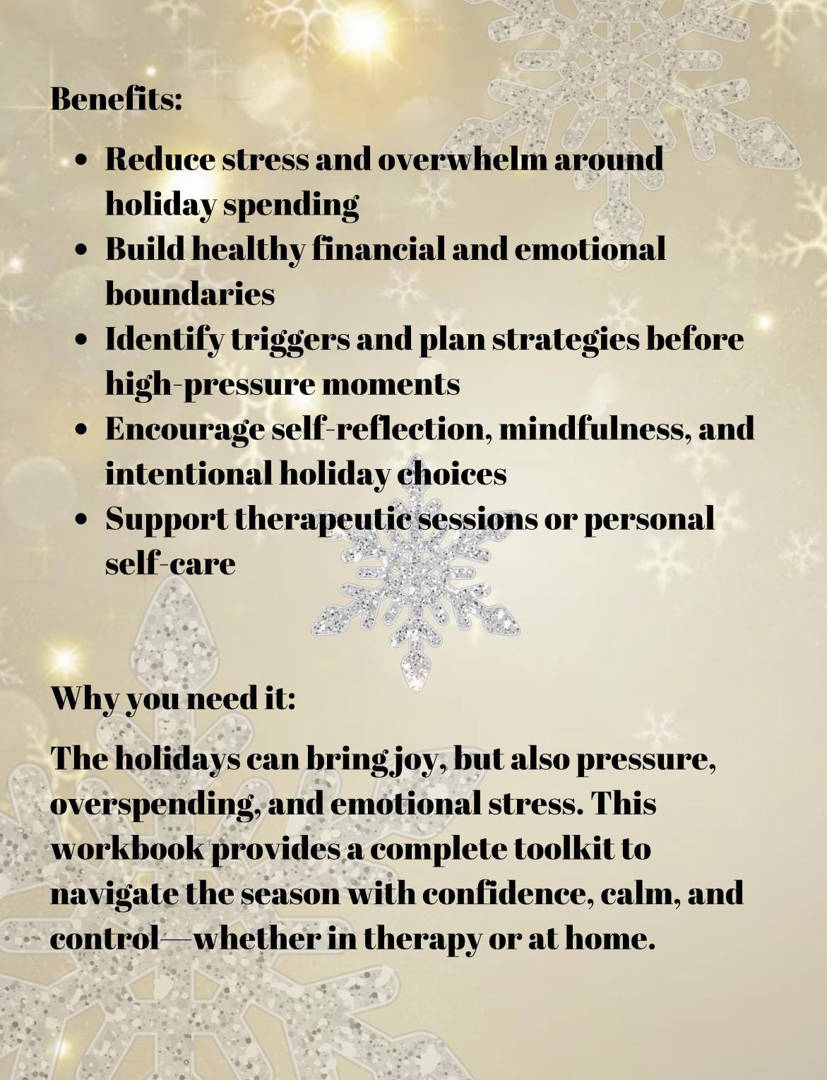 Holiday Financial & Emotional Wellness Workbook, Reduce Stress (PDF)