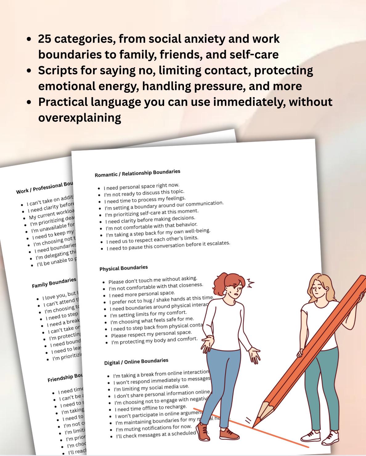 Anxiety Boundary Scripts, Saying No Guide (Digital Download)