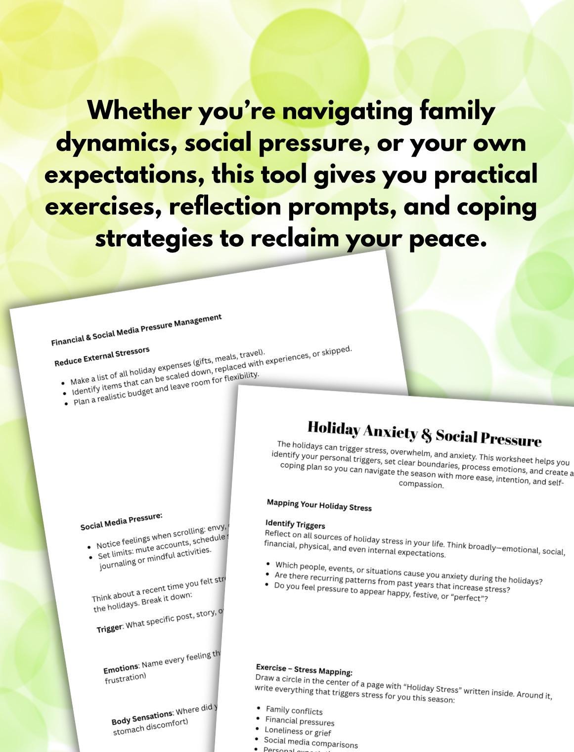 Holiday Anxiety & Stress Relief Worksheet (PDF)