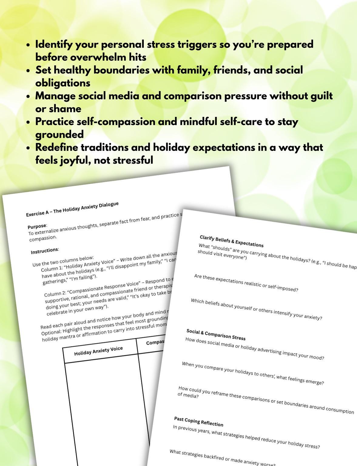 Holiday Anxiety & Stress Relief Worksheet (PDF)