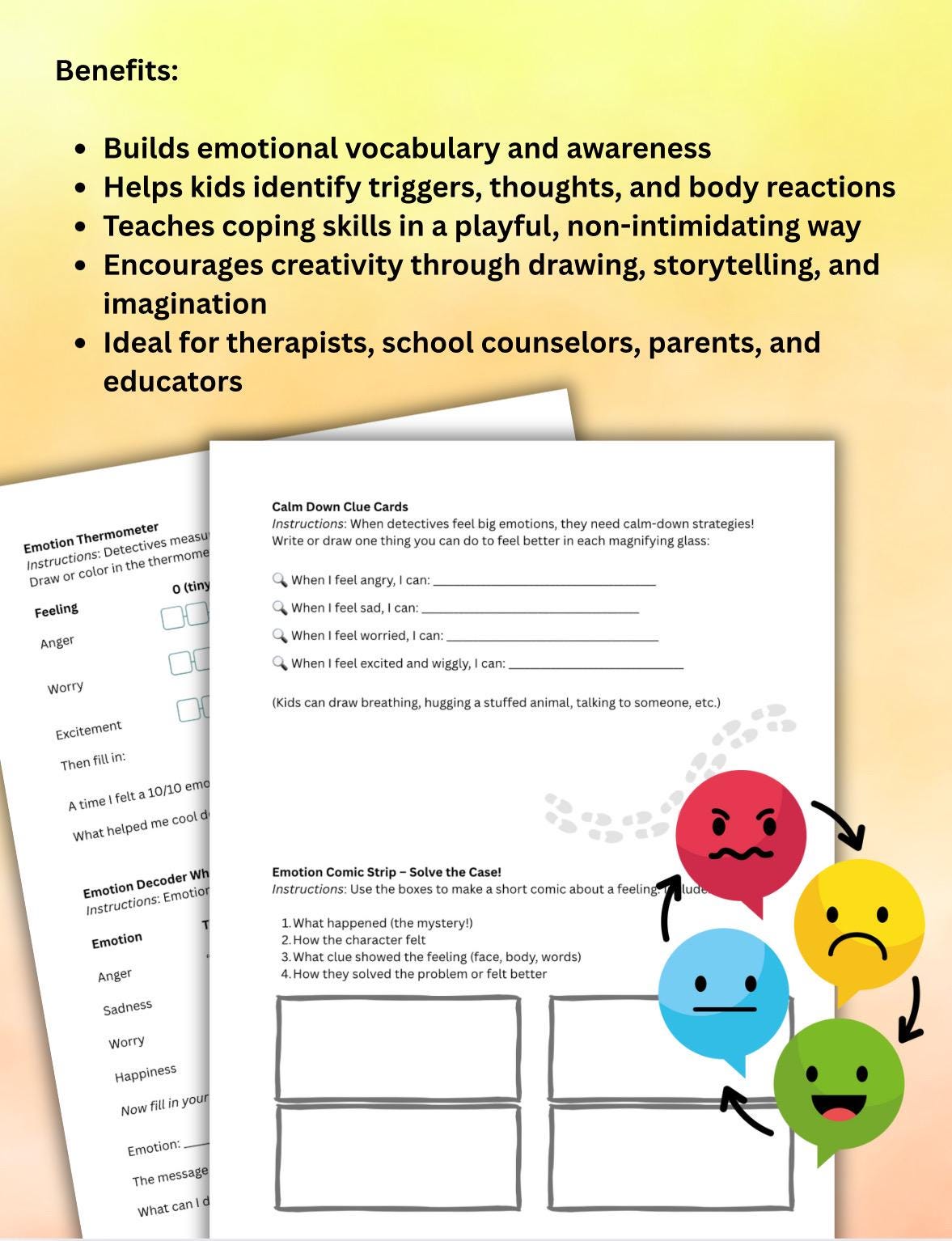 Emotion Detective Worksheet: Fun Therapy Tool for Kids (PDF)