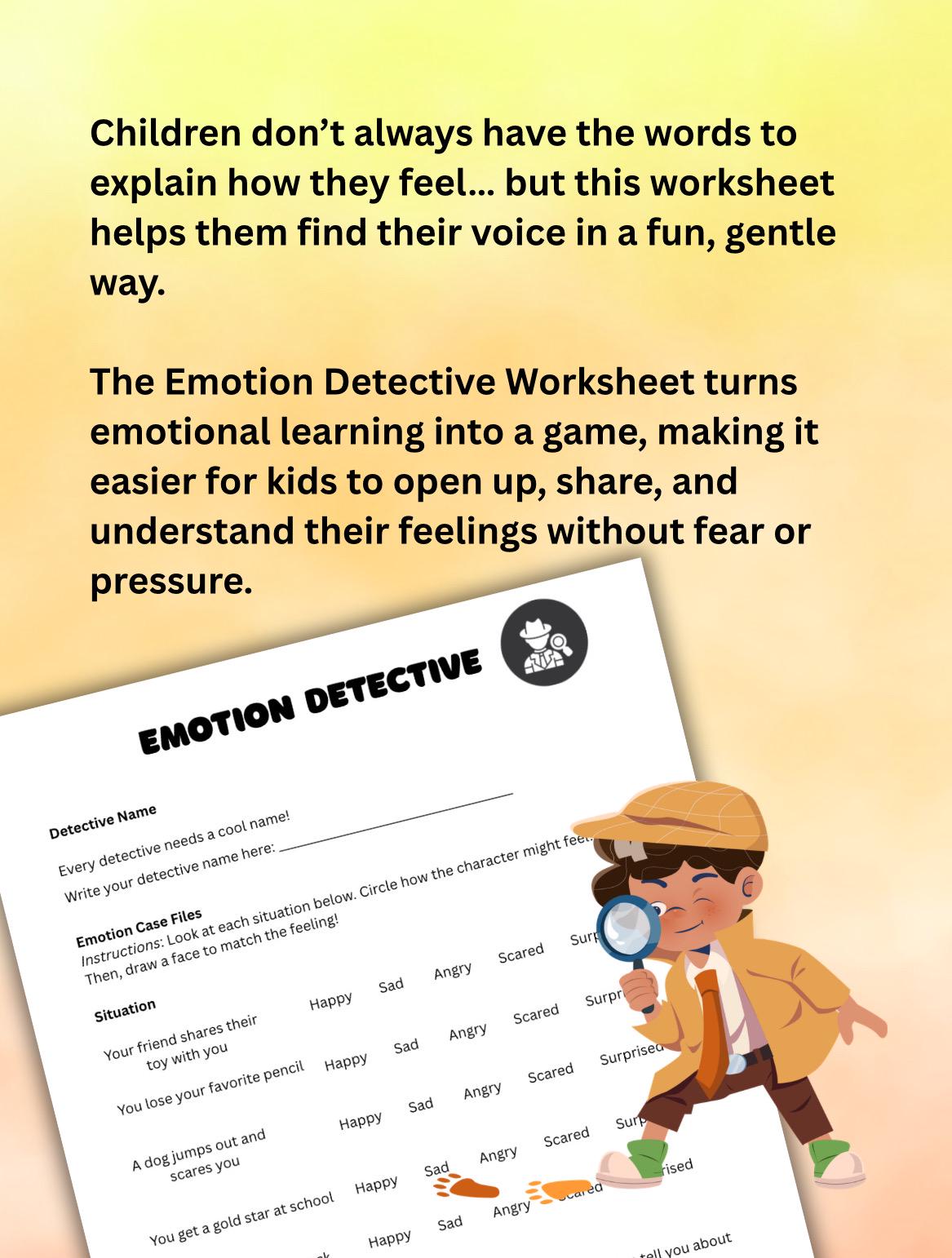 Emotion Detective Worksheet: Fun Therapy Tool for Kids (PDF)