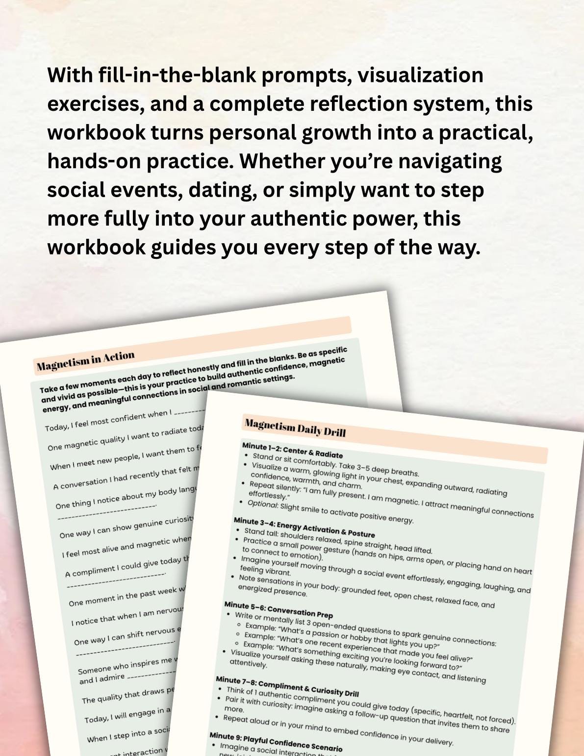 Become Magnetic Workbook Confidence, Charisma & Social Skills Guide for Adults, Therapists Coaches, Digital Download