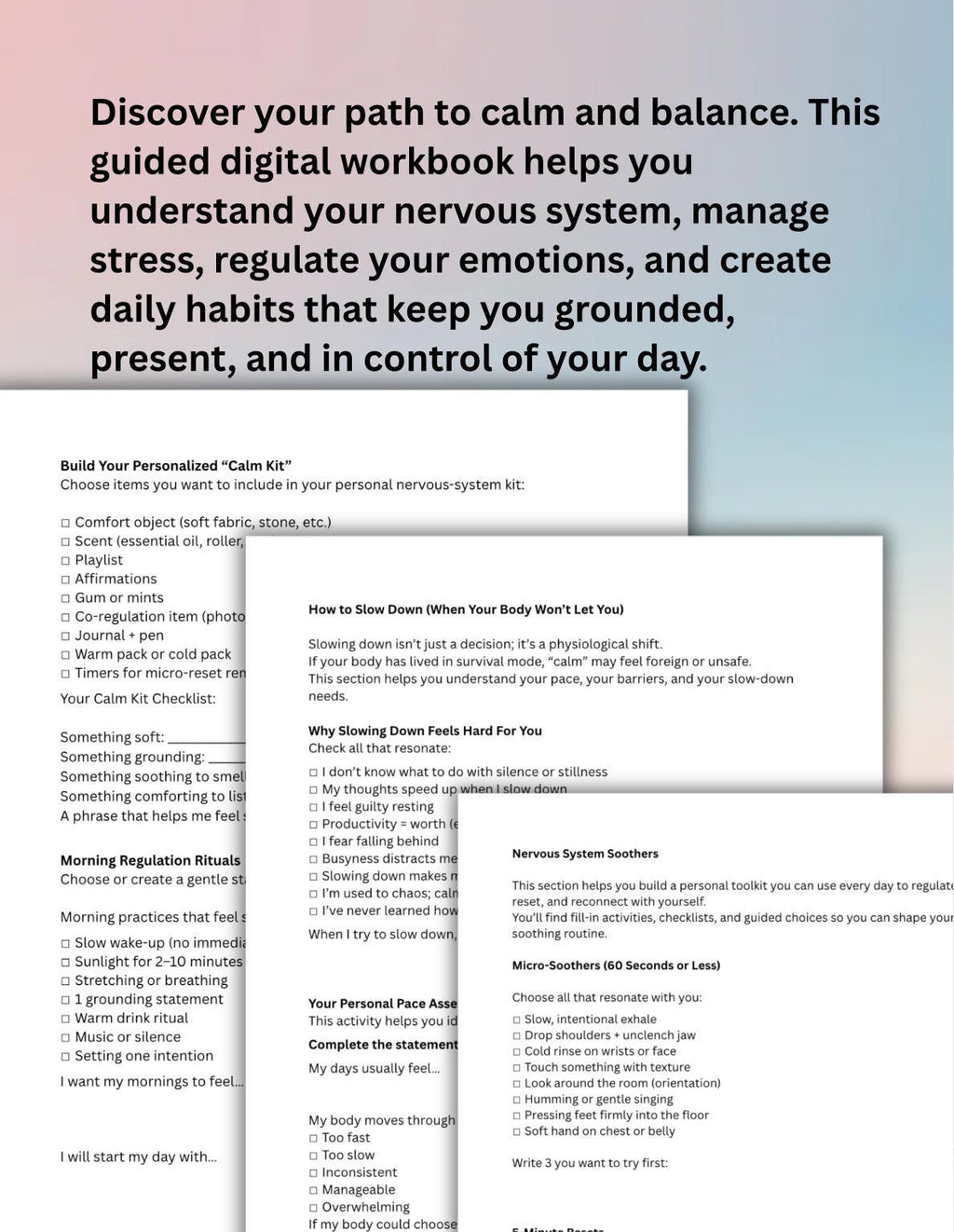 The Regulated Self Nervous System Recovery Toolkit Digital Workbook for Stress Relief, Emotional Regulation Mindfulness