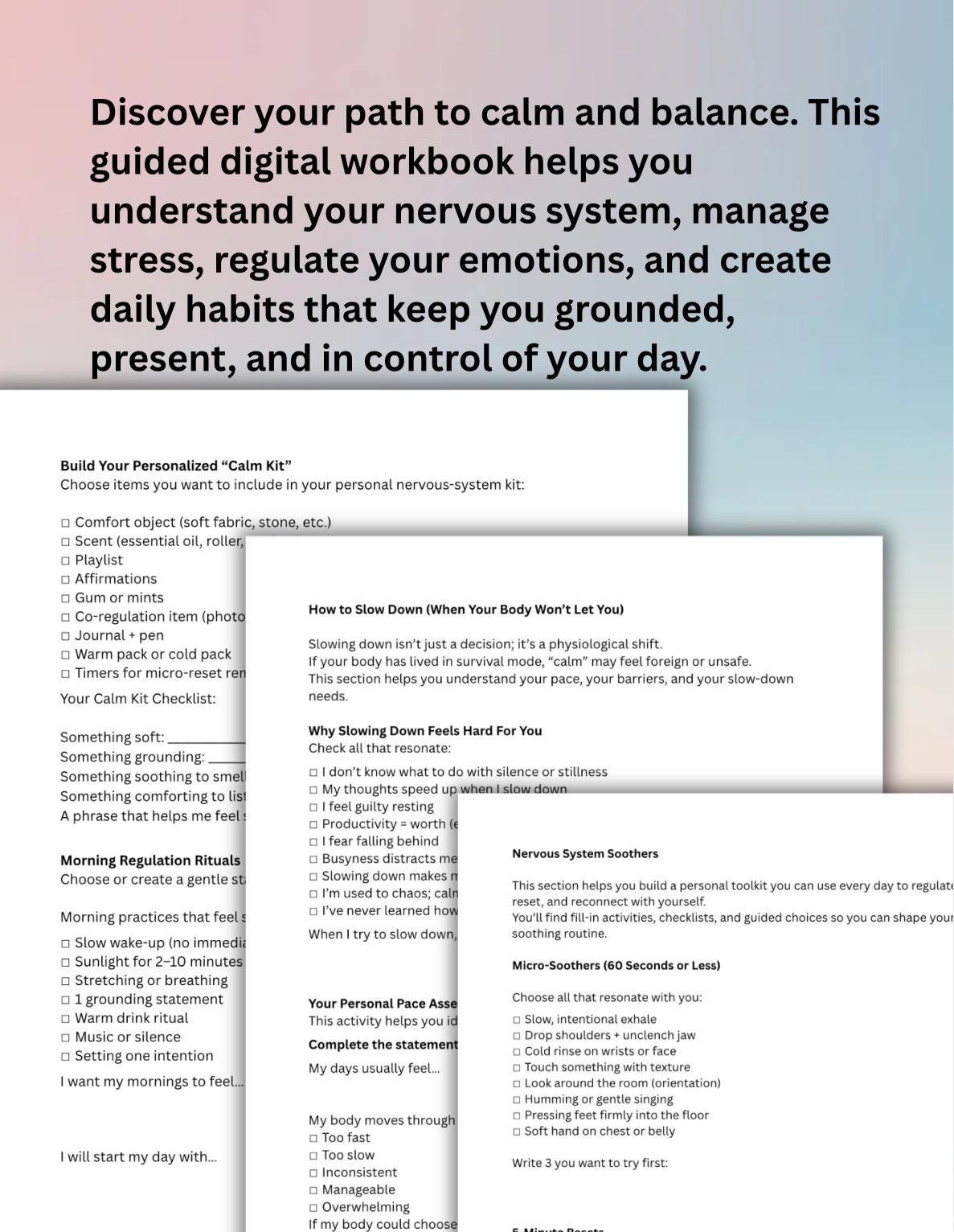 The Regulated Self Nervous System Recovery Toolkit Digital Workbook for Stress Relief, Emotional Regulation Mindfulness