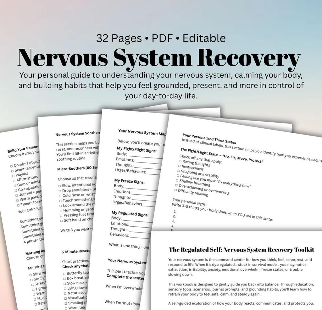 The Regulated Self Nervous System Recovery Toolkit Digital Workbook for Stress Relief, Emotional Regulation Mindfulness