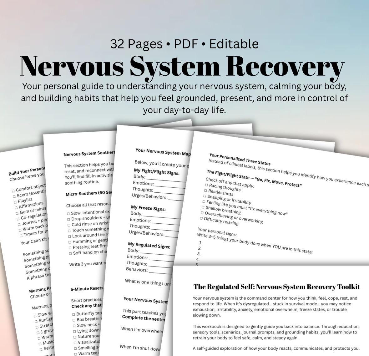 The Regulated Self Nervous System Recovery Toolkit Digital Workbook for Stress Relief, Emotional Regulation Mindfulness