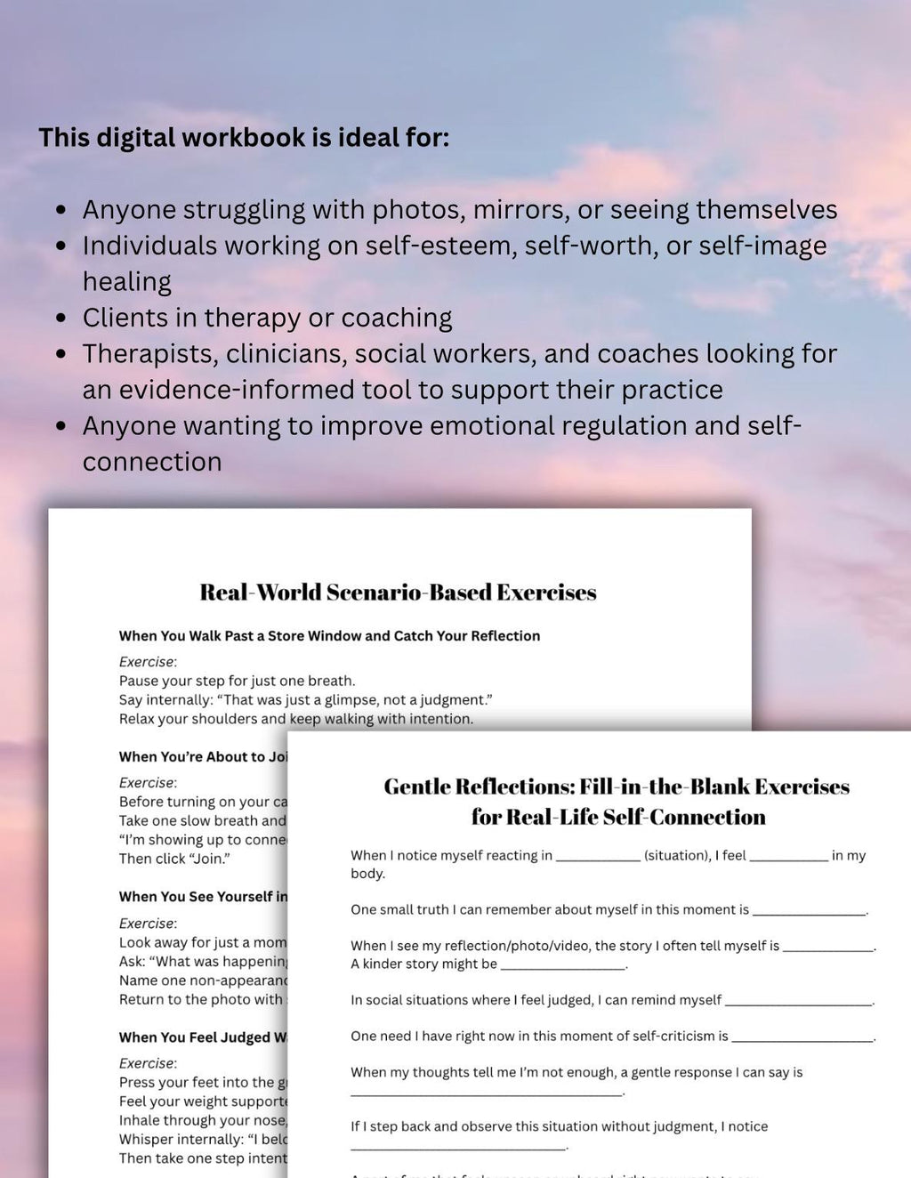 Self-Image & Self-Esteem Toolkit Clinical Worksheets Grounding, Identity Emotional Regulation Trigger Support