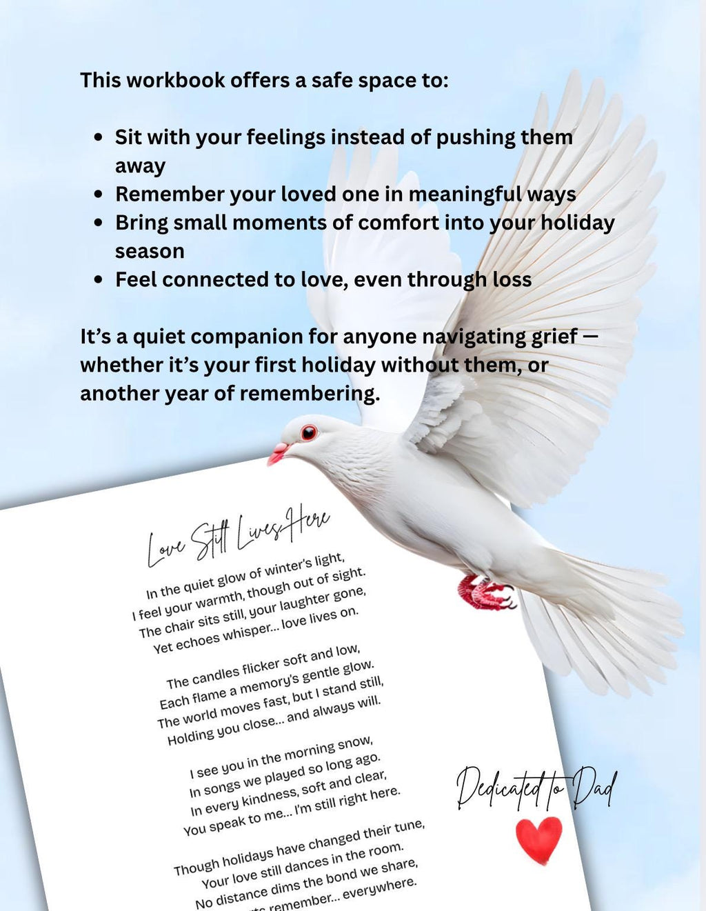 Missing Loved One During Holidays Printable Worksheet Healing Reflection Grief Support