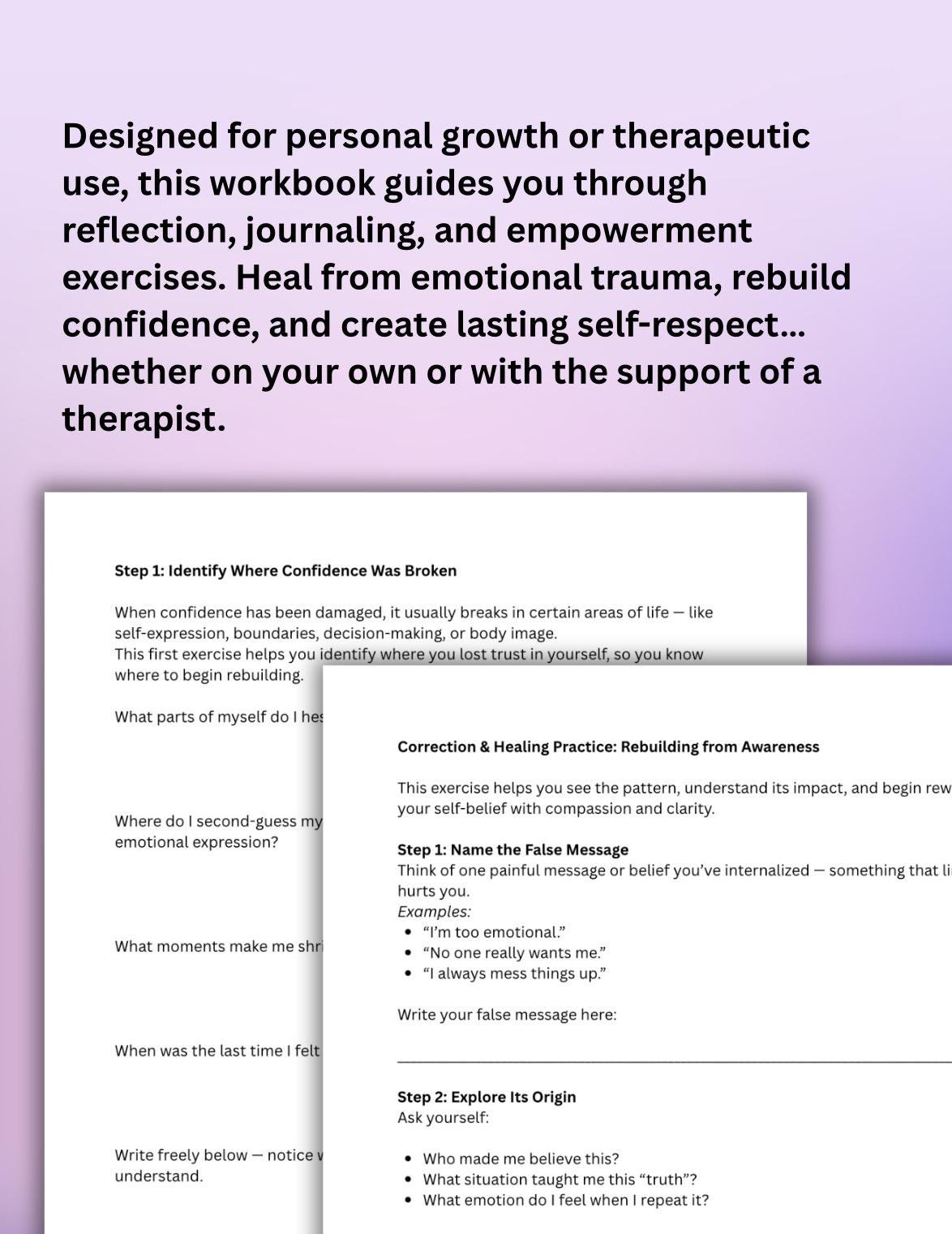 Confidence Workbook: Self-Esteem Journal, Emotional Healing (PDF)