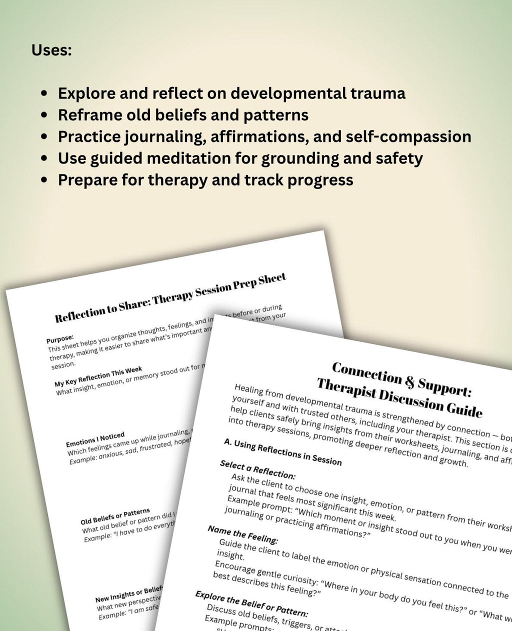 Toolkit for Healing Developmental Trauma Worksheets, Journaling, Affirmations & Guided Meditation for Self-Compassion and Growth