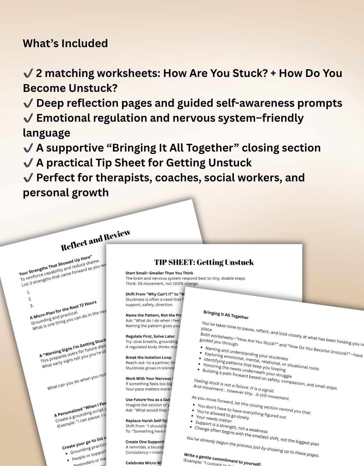 Getting Unstuck Workbook: Mental Health, Self-Care (PDF)