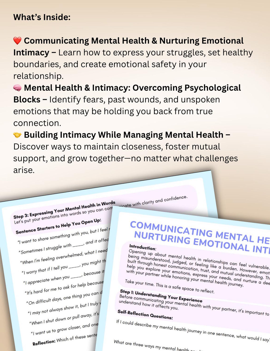 Intimacy and Mental Health Worksheet Bundle Strengthening Relationships Through Communication Pschological Blocks Building Connection