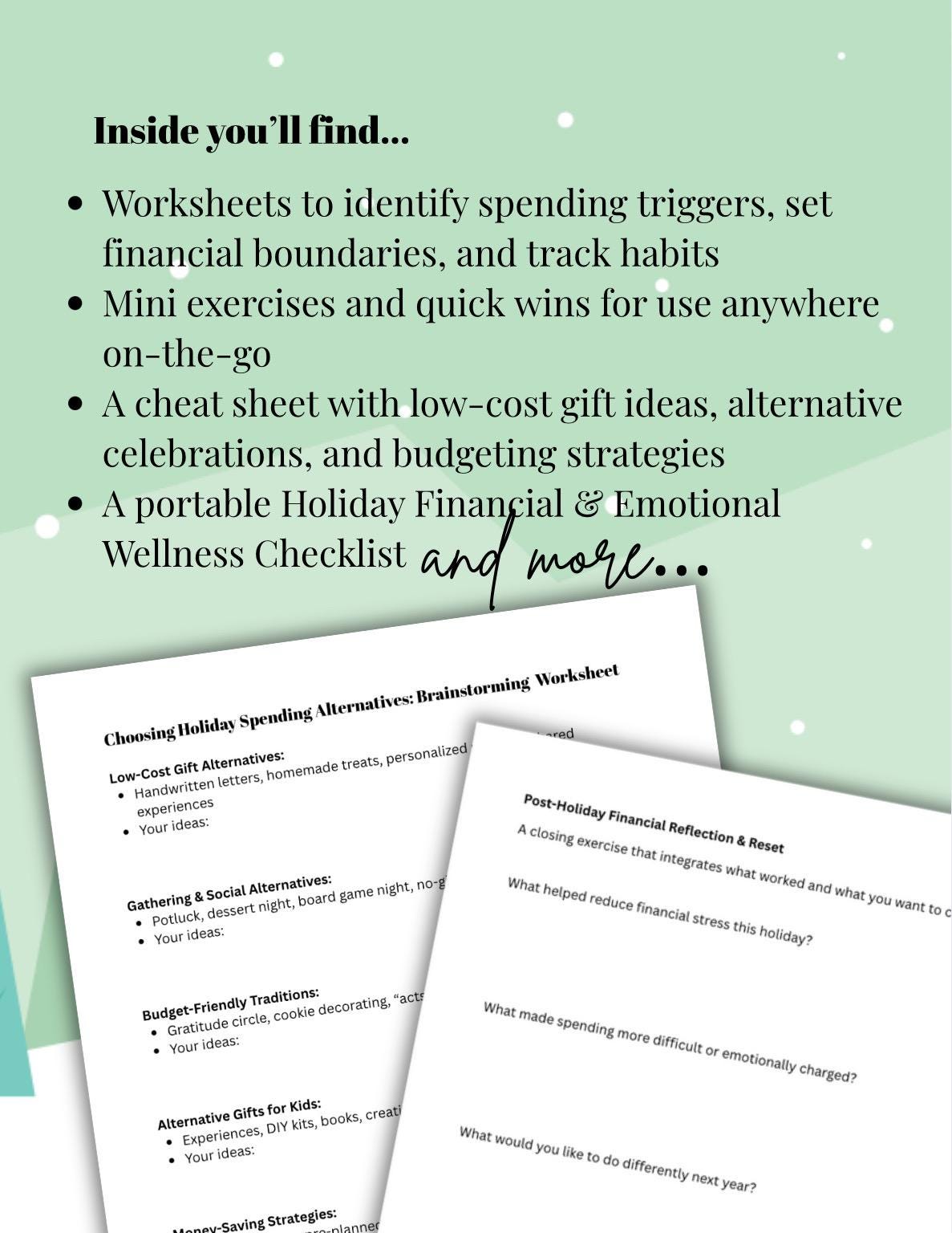 Holiday Financial & Emotional Wellness Workbook, Reduce Stress (PDF)