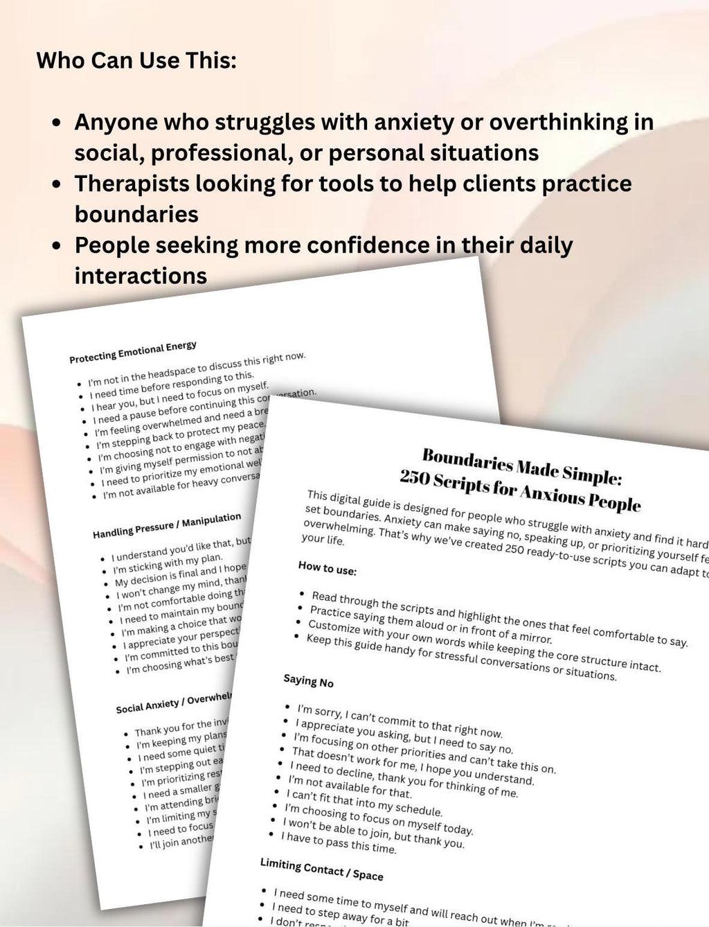 Anxiety Boundary Scripts, Saying No Guide (Digital Download)