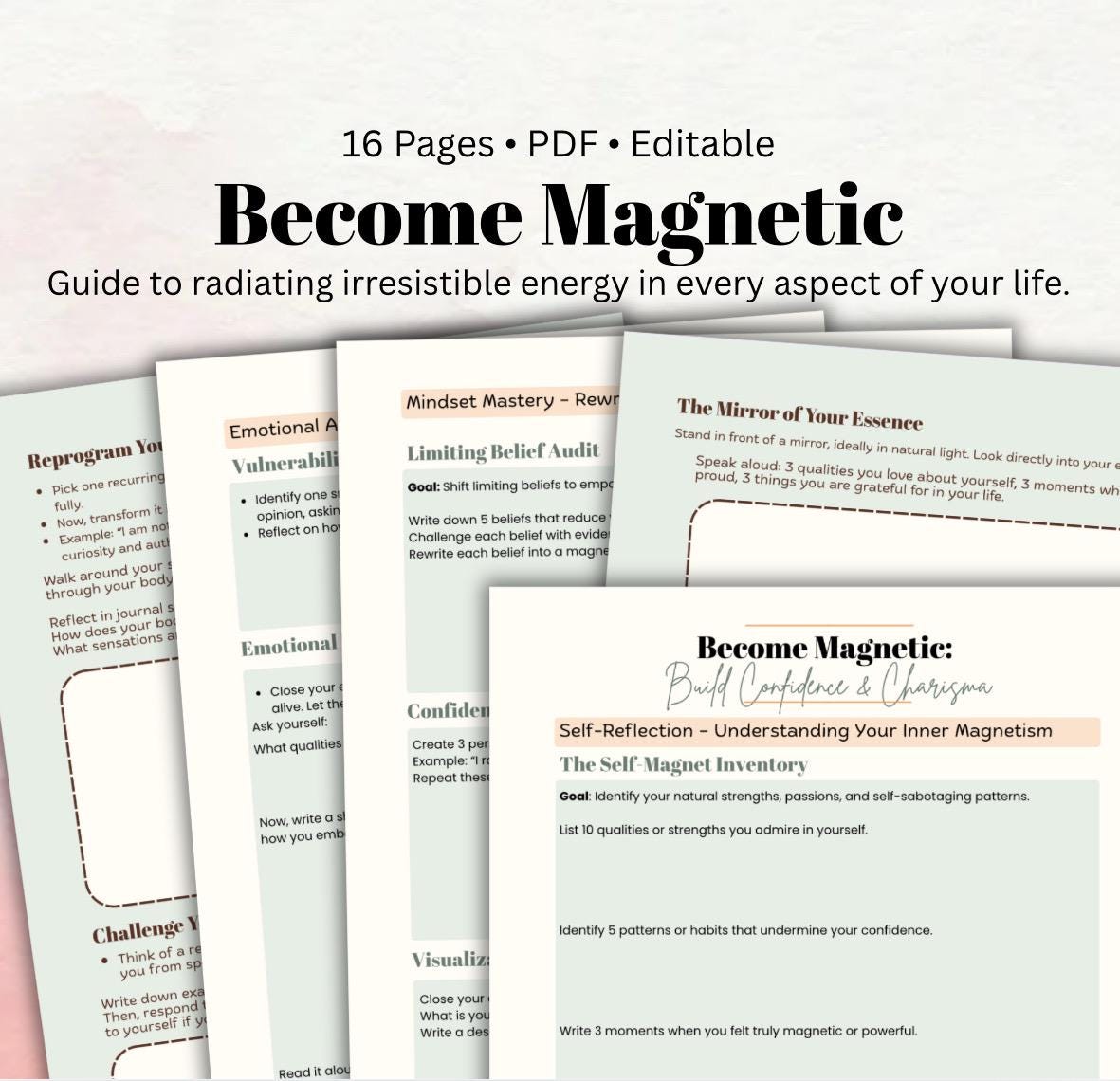 Become Magnetic Workbook Confidence, Charisma & Social Skills Guide for Adults, Therapists Coaches, Digital Download