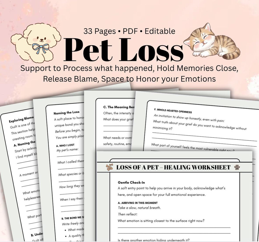 Pet Loss Grief Journal: Healing Workbook & Memory Keepsake (Digital Download)