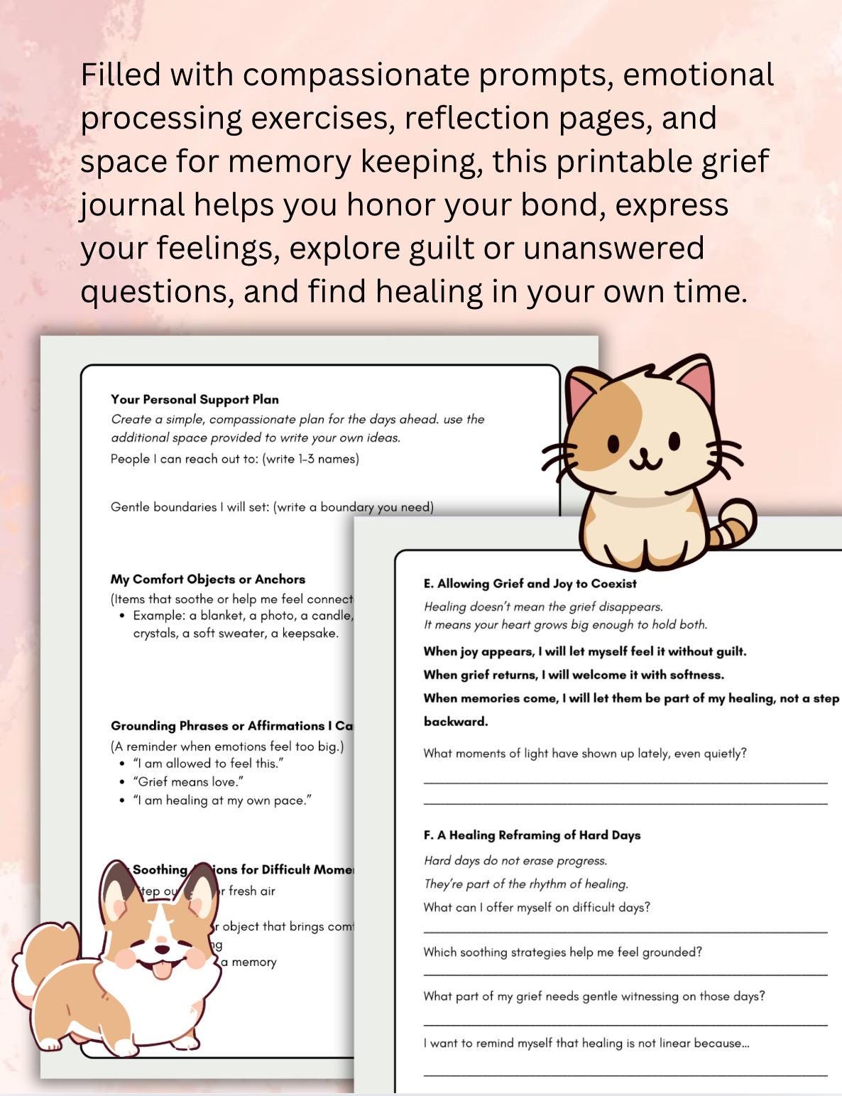 Pet Loss Grief Journal: Healing Workbook & Memory Keepsake (Digital Download)