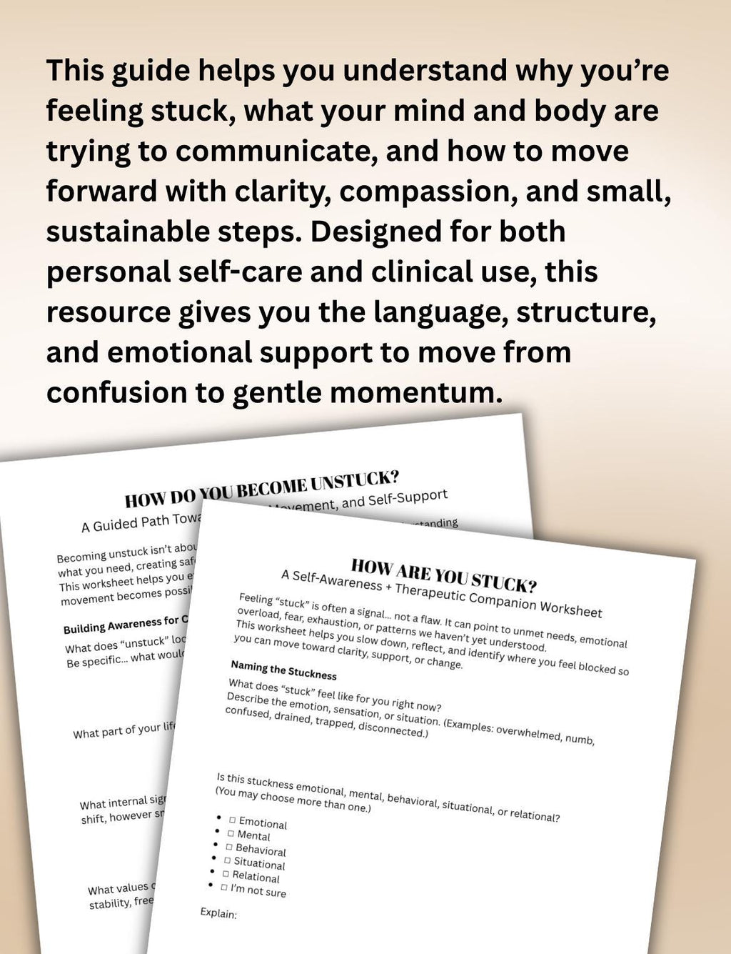 Getting Unstuck Workbook: Mental Health, Self-Care (PDF)